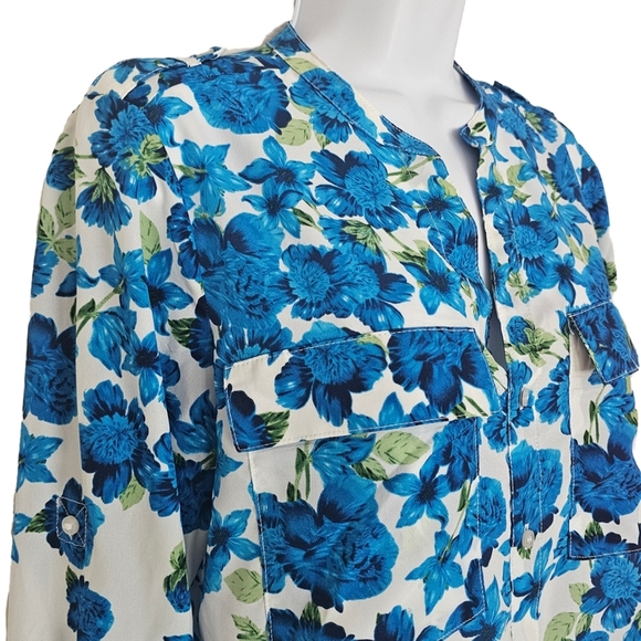 Calvin Klein floral blouse with pockets / Women's Small - Picture 2 of 8